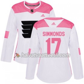 Naisten NHL Philadelphia Flyers Pelipaita Wayne Simmonds 17 Adidas 2017-2018 Valkoinen Vaaleanpunainen Fashion Authentic
